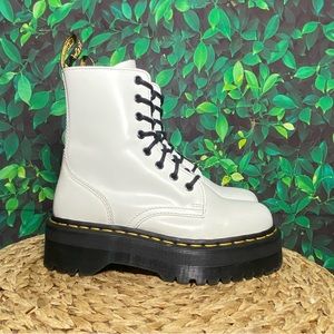 Dr martens jadon white leather boots platform lift chunky boots